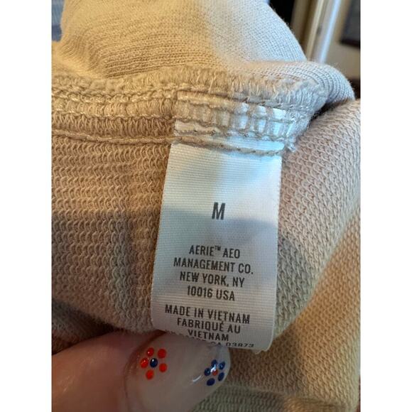 Aerie Women's Sweatpants Pull On Elastic Waist Pockets Cream Color Sz M - Picture 9 of 10